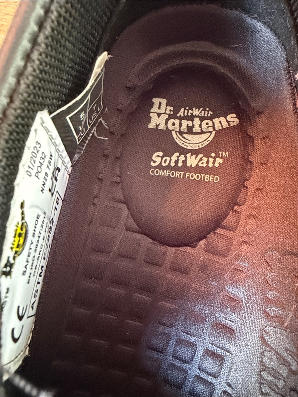 Dr. Martens Black T-Strap Dress Shoes with Yellow Stitching - Picture 2 of 6